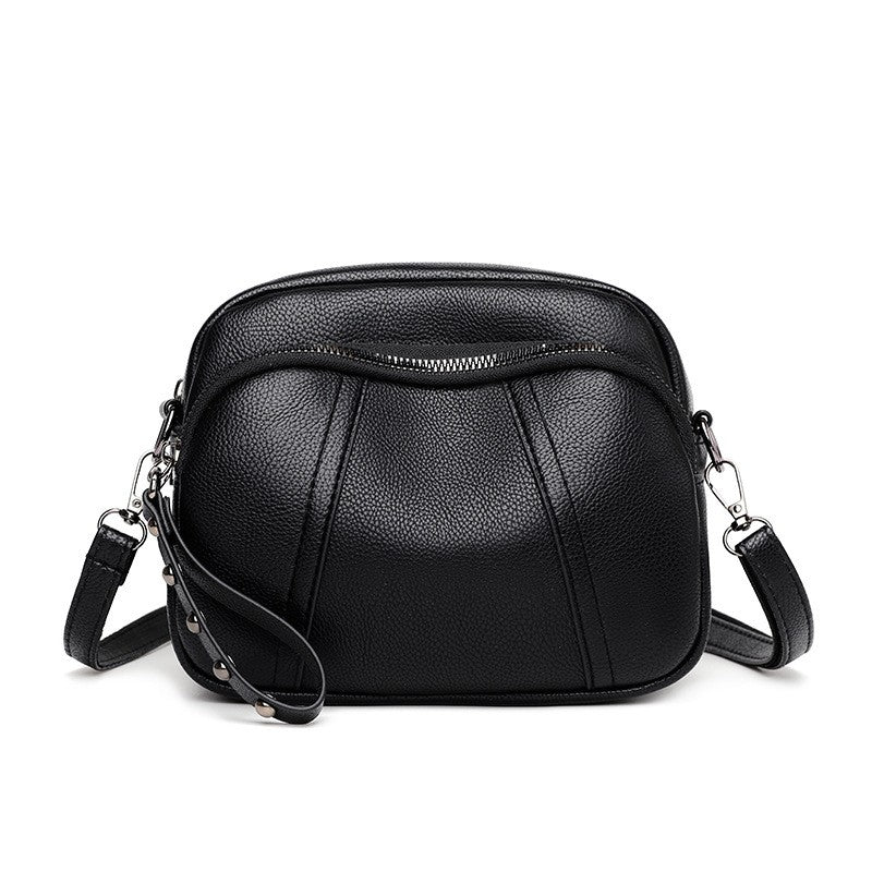 Pebbled Triple Zip Dome Crossbody Bag