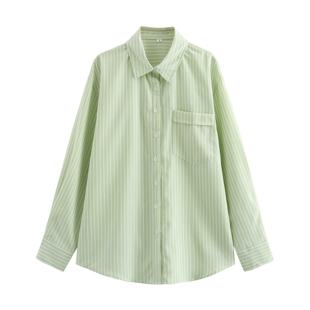 Candy Stripe Oversized Pocket Shirt - Green