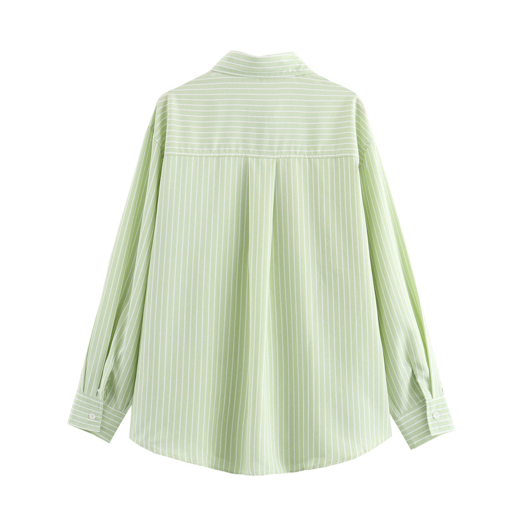 Candy Stripe Oversized Pocket Shirt - Green - 1