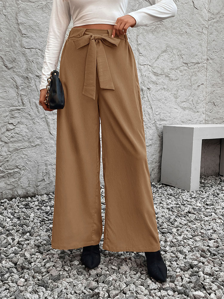 Tie Waist Flowy Wide Leg Palazzo Pants
