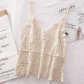 Scalloped Lace Crochet Cami Top - Beige