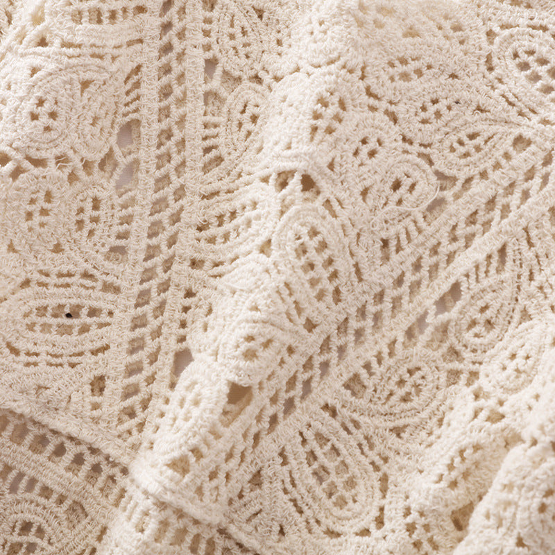 Scalloped Lace Crochet Cami Top - Beige - 2