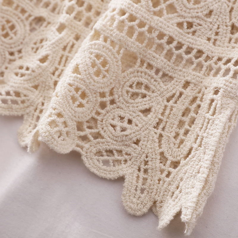 Scalloped Lace Crochet Cami Top - Beige - 3