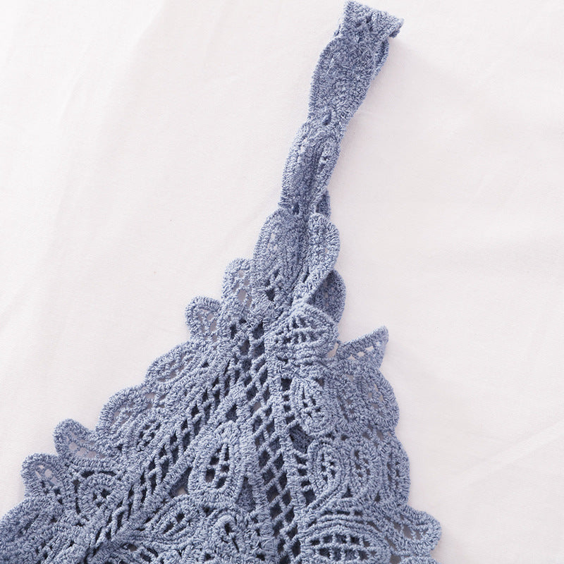 Scalloped Lace Crochet Cami Top - Blue - 1