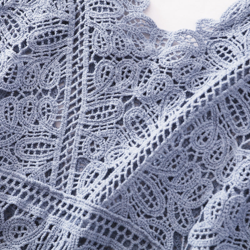 Scalloped Lace Crochet Cami Top - Blue - 2