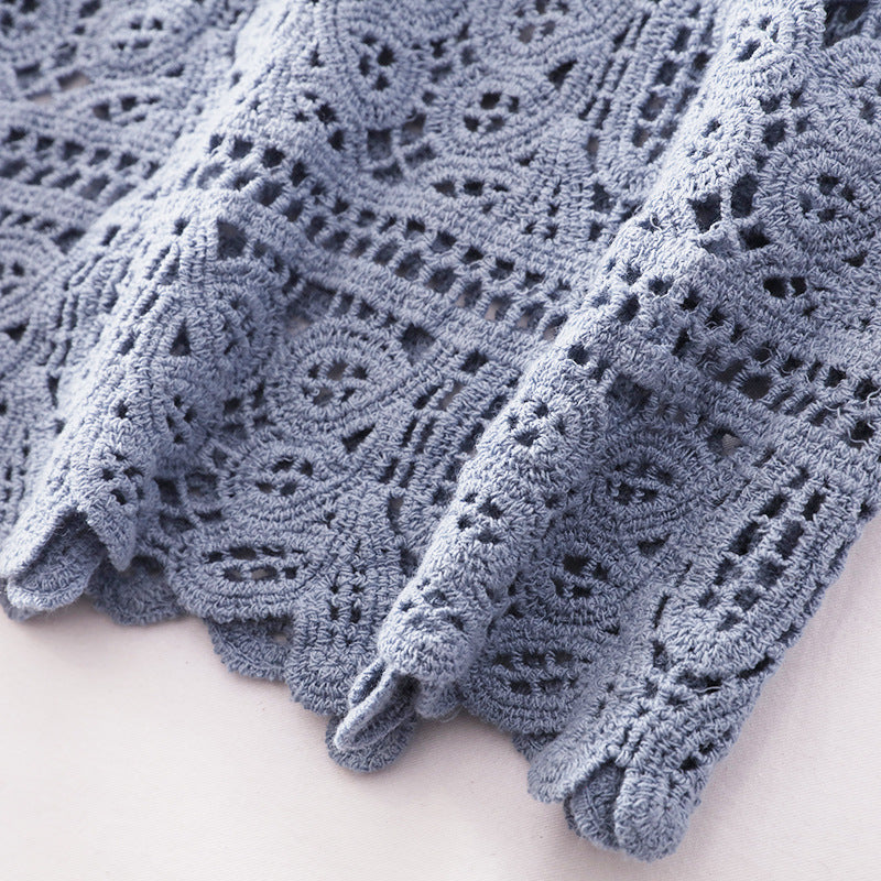 Scalloped Lace Crochet Cami Top - Blue - 3