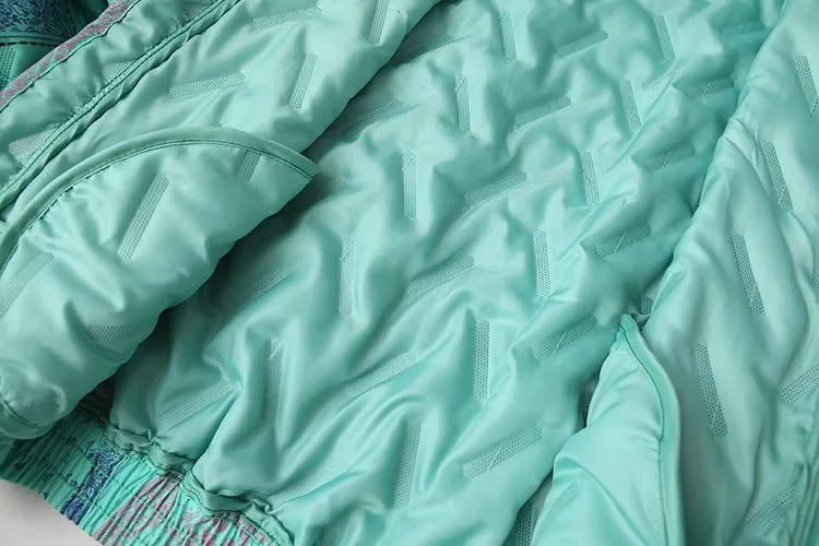 Bandana Paisley Print Zip Up Jacket - Green - 7