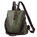 Convertible Washed Faux Leather Backpack - Olive