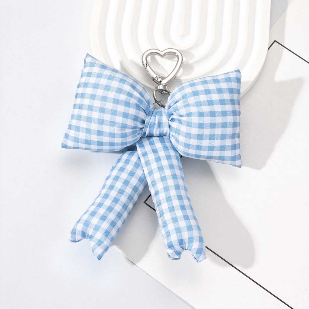 Padded Oversized Bow Keychain With Heart Ring - BlueGrid