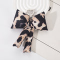 Padded Oversized Bow Keychain With Heart Ring - Leopard