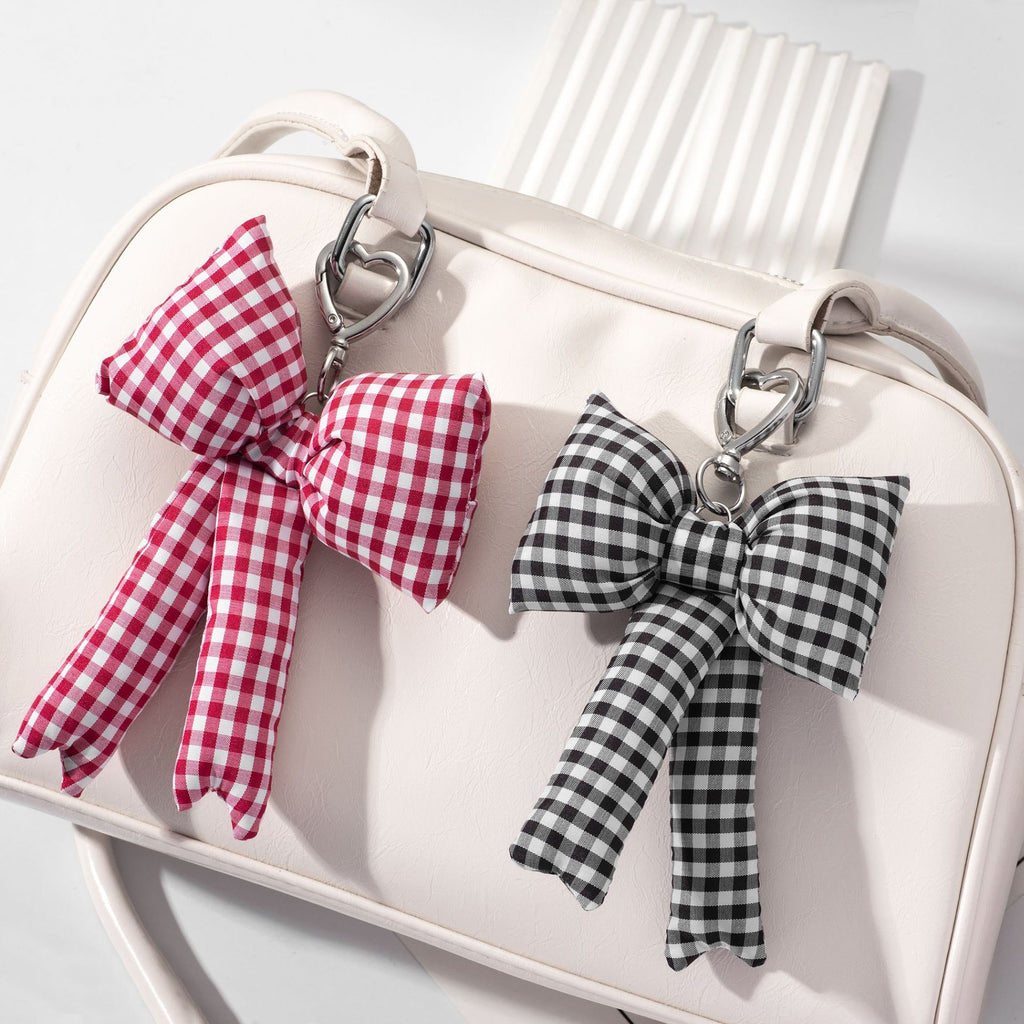 Padded Oversized Bow Keychain With Heart Ring - view 1