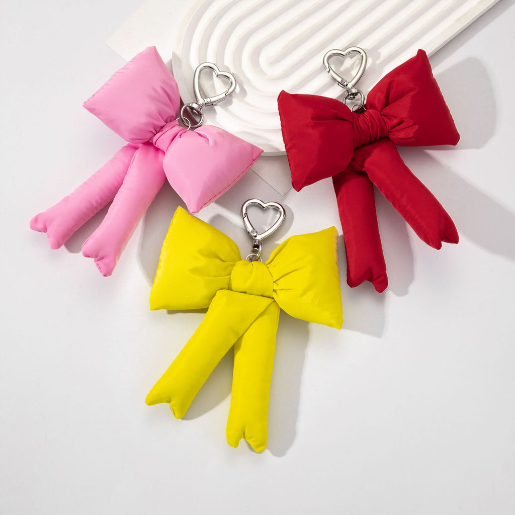 Padded Oversized Bow Keychain With Heart Ring - view 2