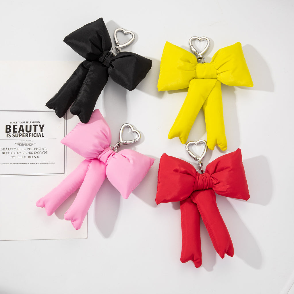 Padded Oversized Bow Keychain With Heart Ring - view 3