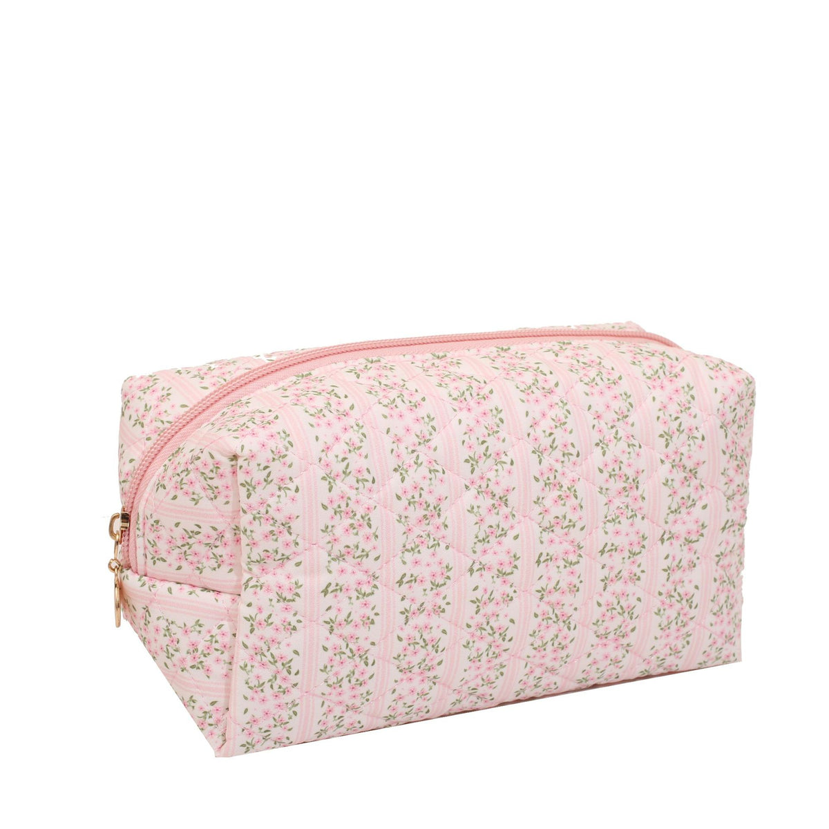 Quilted Cotton Zip Pouch Toiletry Bag - C1