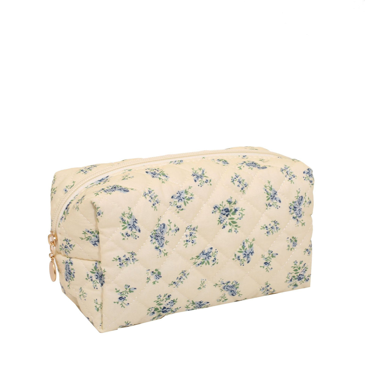 Quilted Cotton Zip Pouch Toiletry Bag - C10
