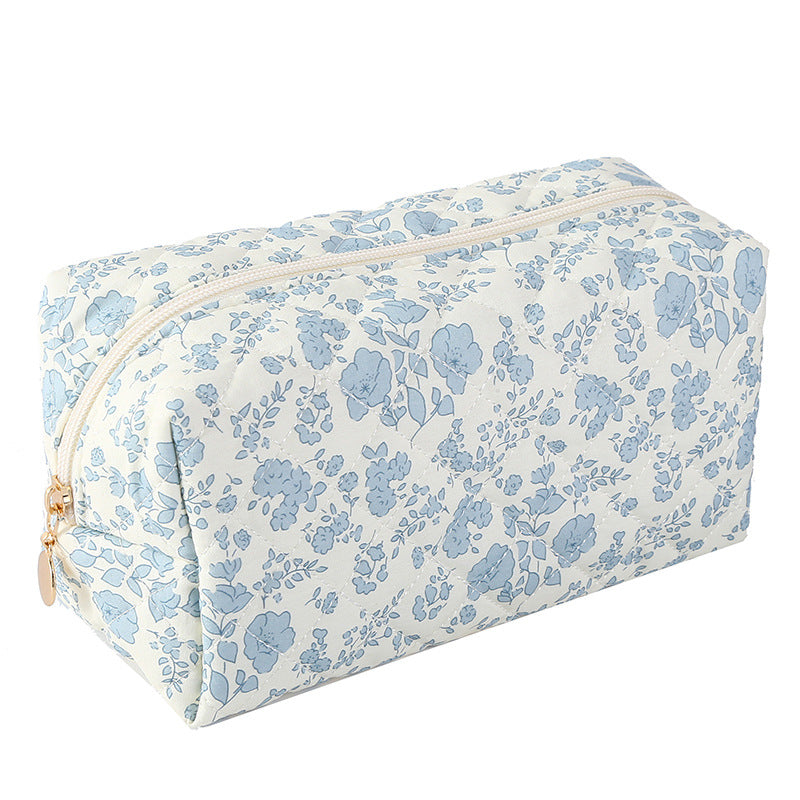 Quilted Cotton Zip Pouch Toiletry Bag - C12