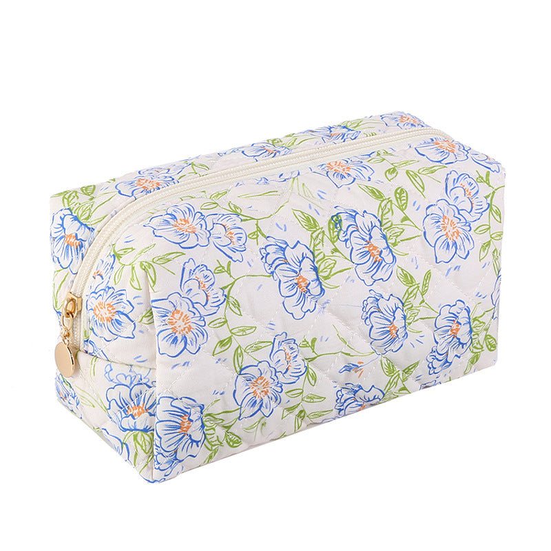 Quilted Cotton Zip Pouch Toiletry Bag - C13