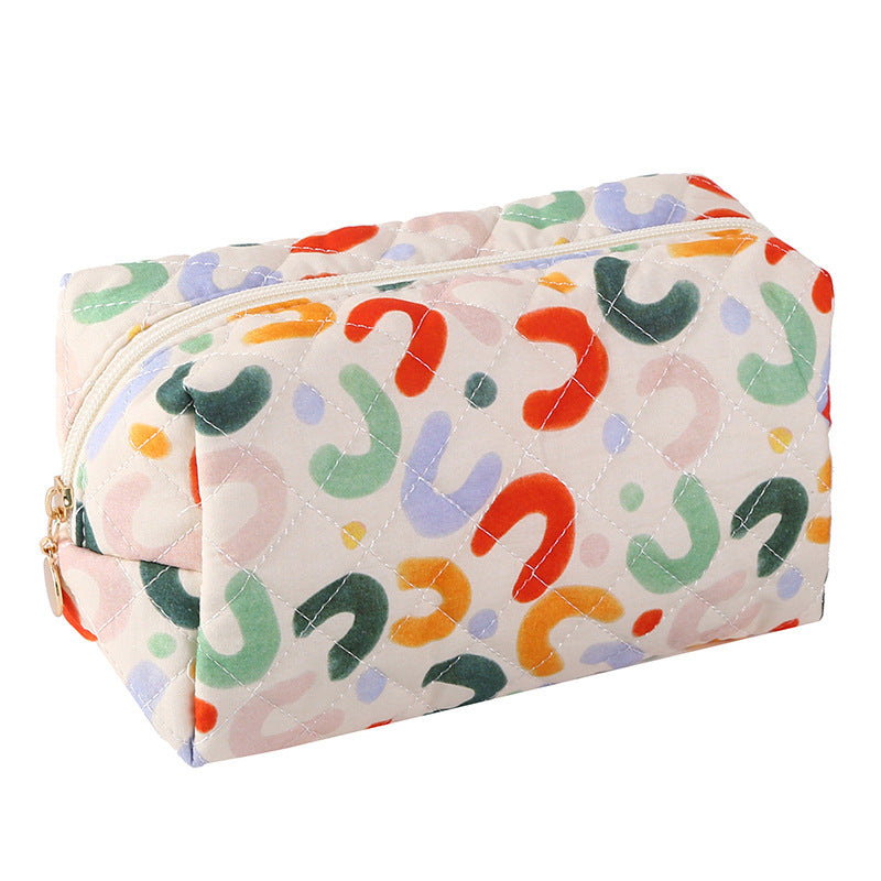 Quilted Cotton Zip Pouch Toiletry Bag - C14