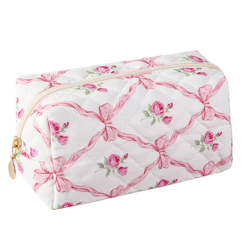 Quilted Cotton Zip Pouch Toiletry Bag - C16