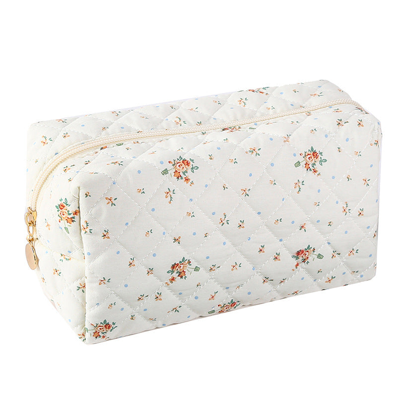 Quilted Cotton Zip Pouch Toiletry Bag - C17