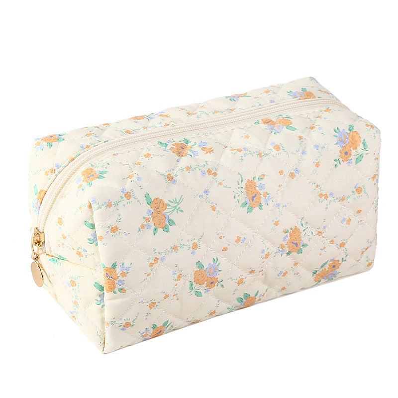 Quilted Cotton Zip Pouch Toiletry Bag - C18