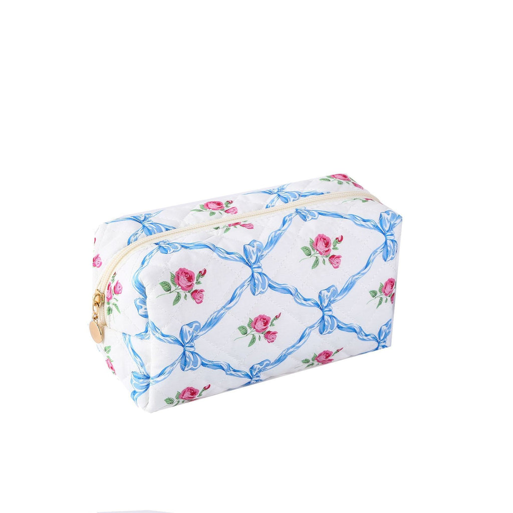 Quilted Cotton Zip Pouch Toiletry Bag - C19