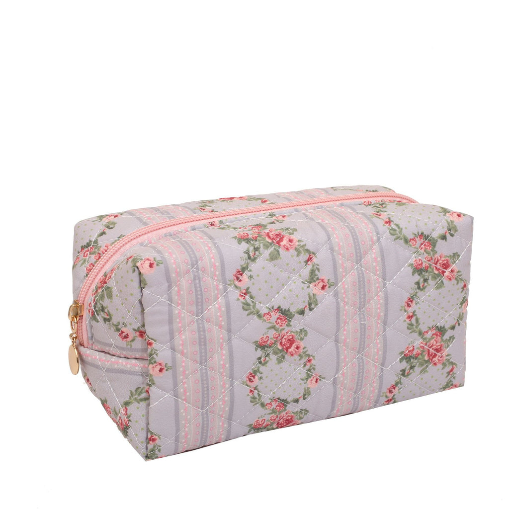 Quilted Cotton Zip Pouch Toiletry Bag - C2