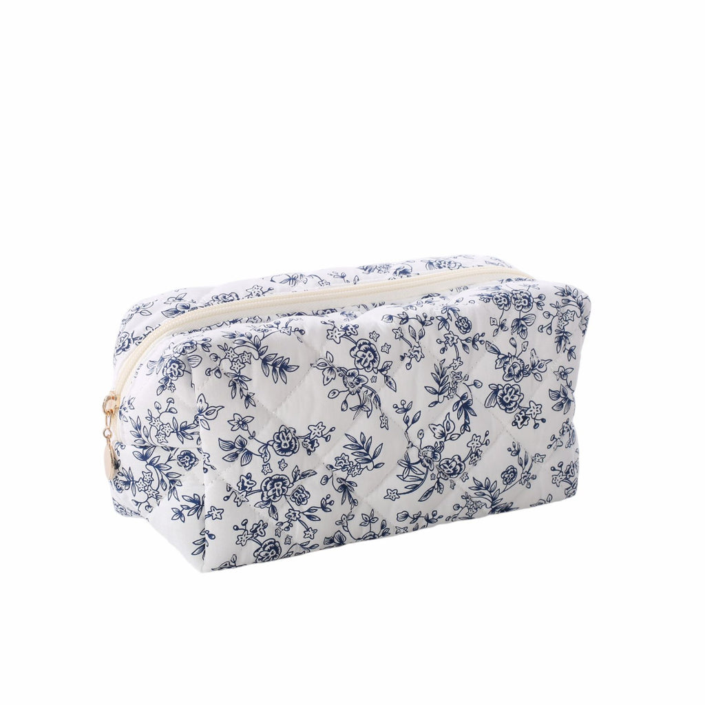 Quilted Cotton Zip Pouch Toiletry Bag - C35