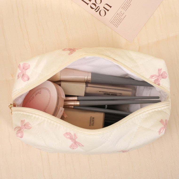 Quilted Cotton Zip Pouch Toiletry Bag - view 1