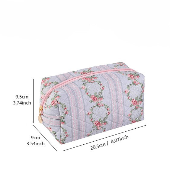 Quilted Cotton Zip Pouch Toiletry Bag - view 2