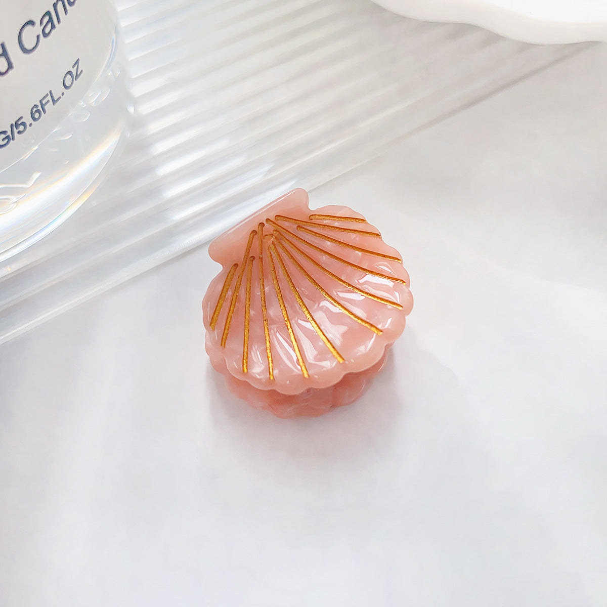 Iridescent Scallop Shell Mini Claw Clip - Pink