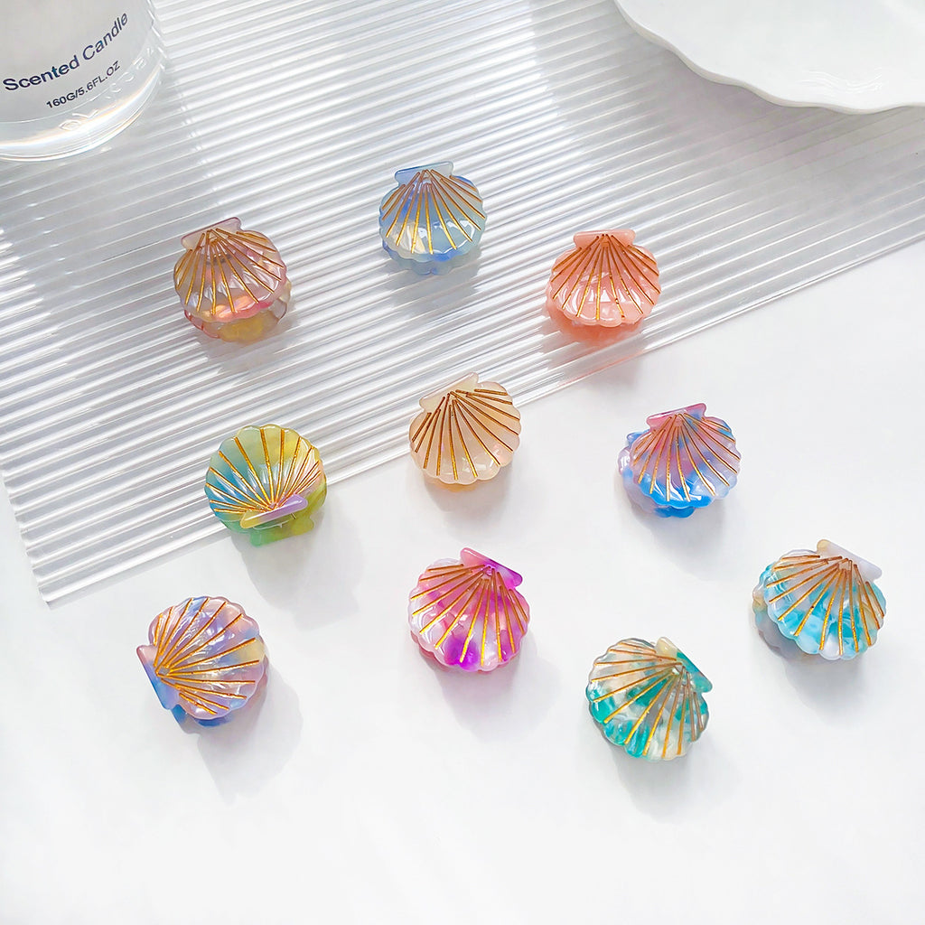 Iridescent Scallop Shell Mini Claw Clip