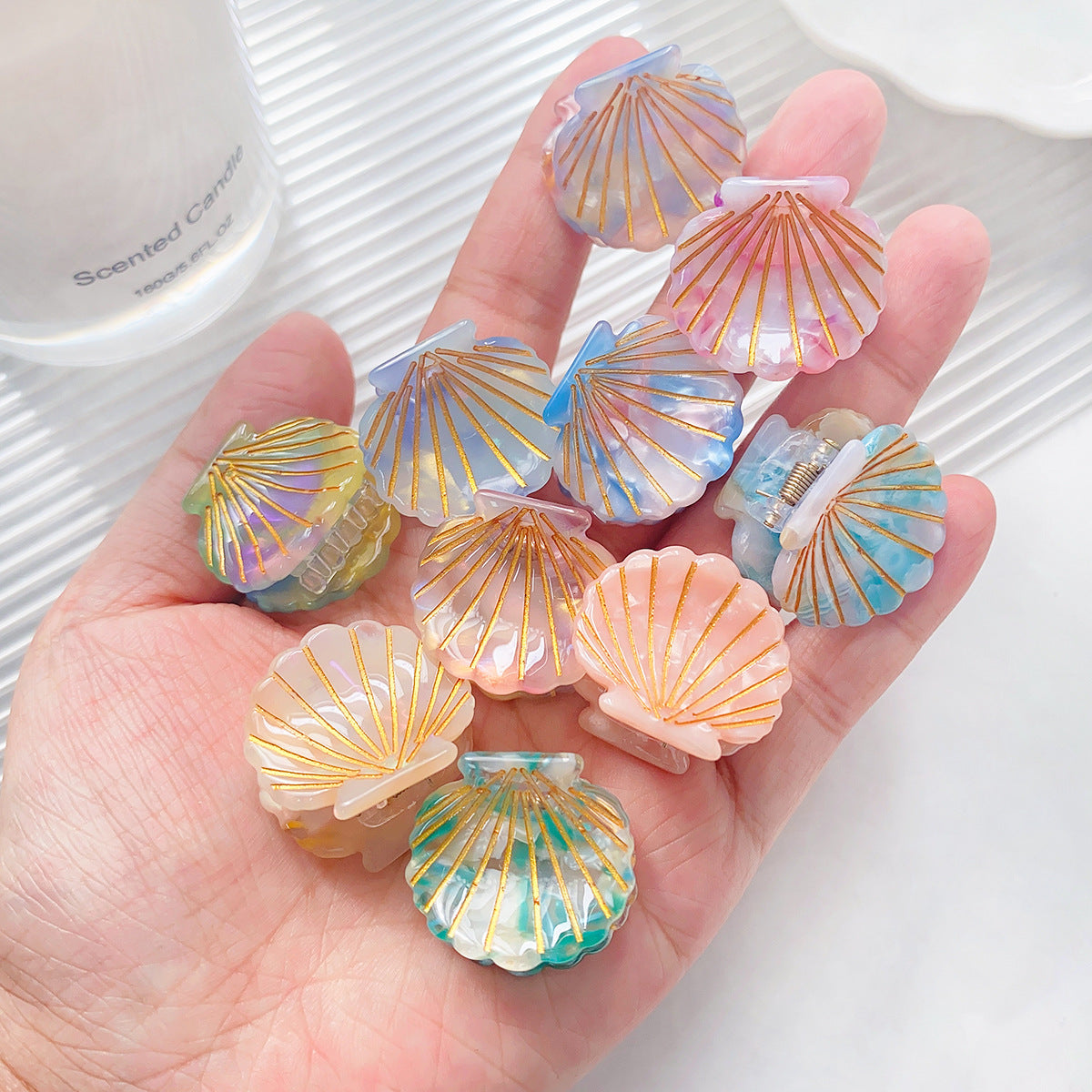 Iridescent Scallop Shell Mini Claw Clip - view 2
