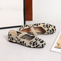 Leopard Knit Square Toe Mary Jane Flats - Cream