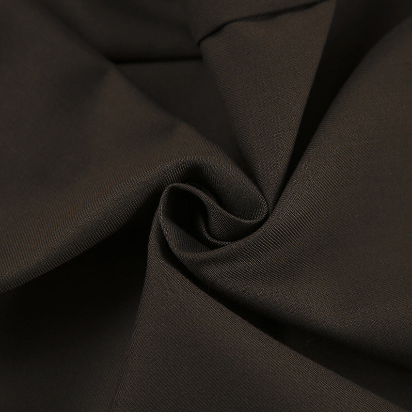 High Waisted Straight Maxi Skirt With Pockets - Brown - 9