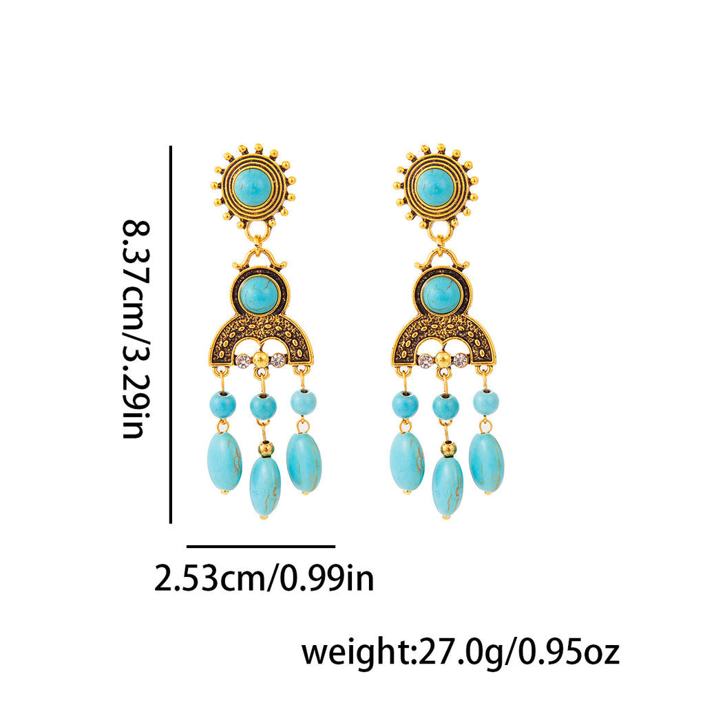 Bohemian Chandelier Beaded Drop Earrings - Gold