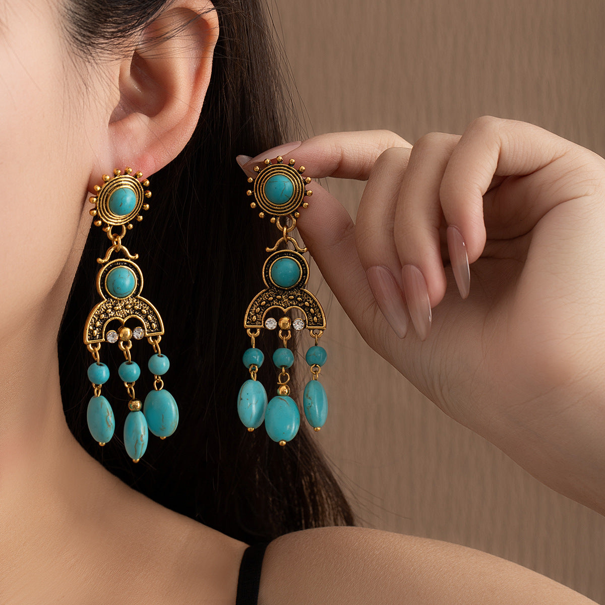 Bohemian Chandelier Beaded Drop Earrings - view 1