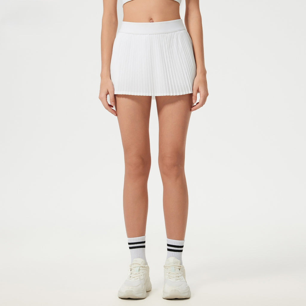 Pleated Tennis Skirt With Pocket Liner - White