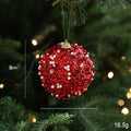 Sequin Bauble Christmas Ornament With Bead Accents - Red