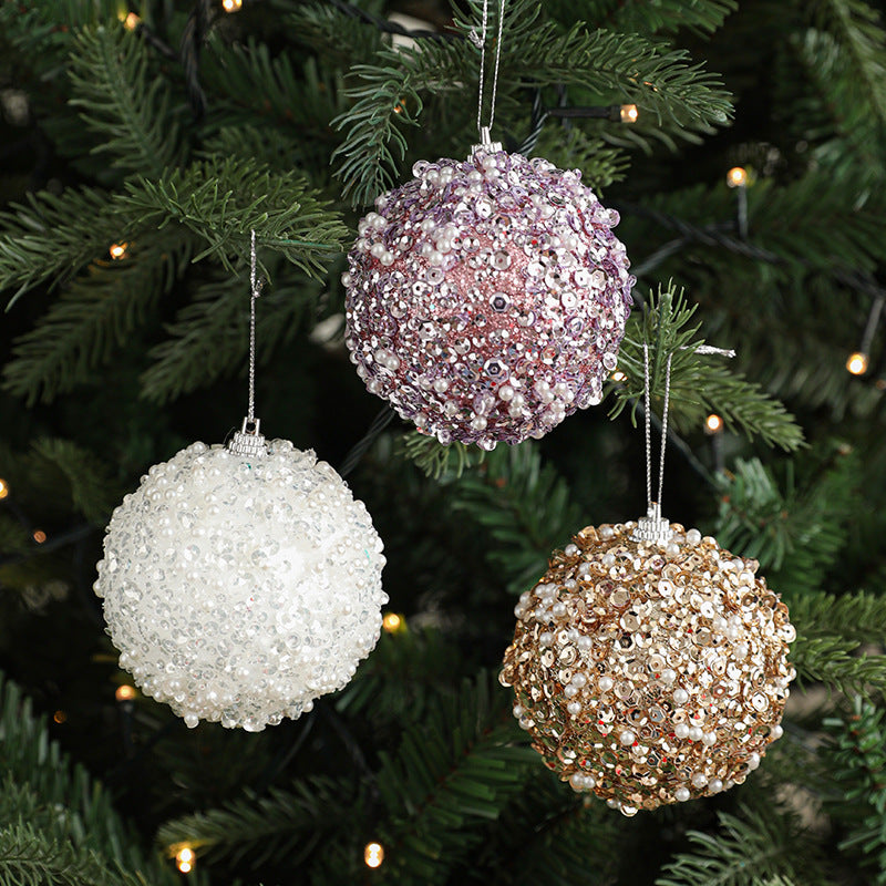 Sequin Bauble Christmas Ornament With Bead Accents
