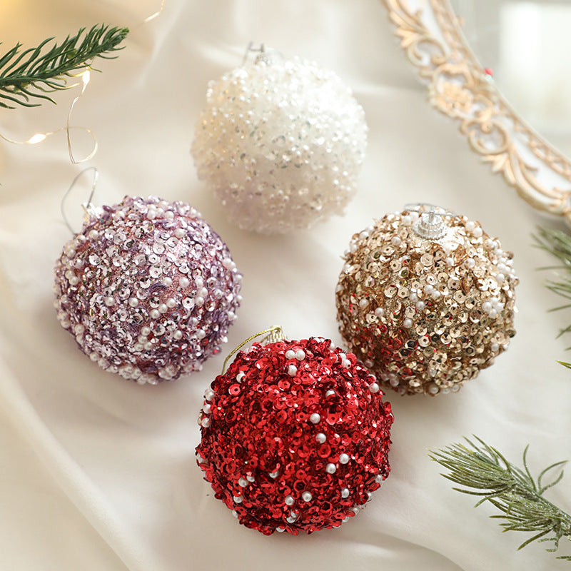 Sequin Bauble Christmas Ornament With Bead Accents - view 1