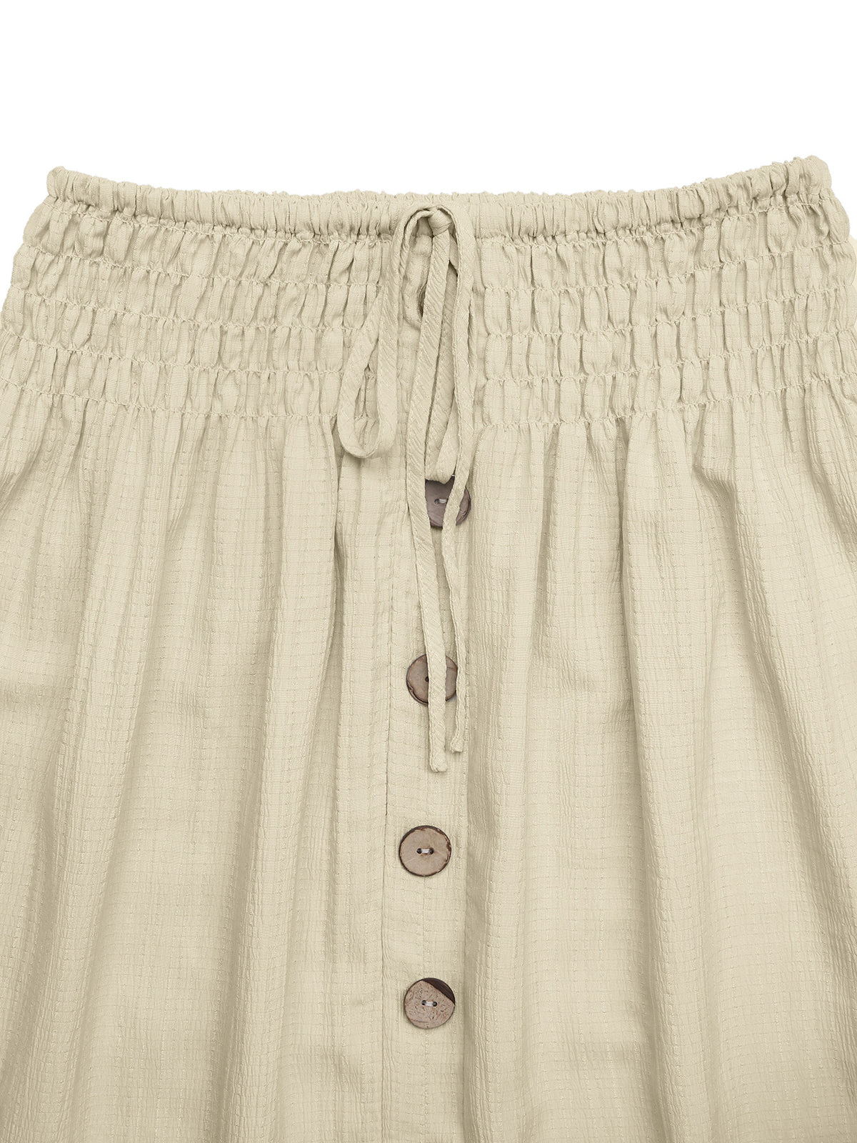 Buttoned Slit Flounce Hem Maxi Skirt - Apricot - 3