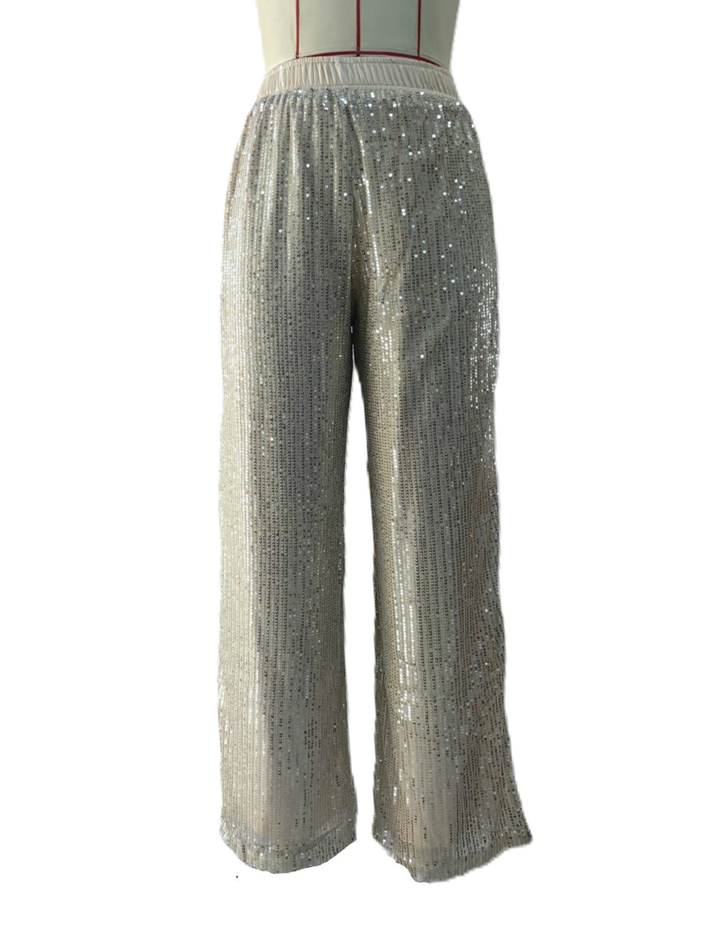 Sequin Wide Leg Party Trousers - Apricot