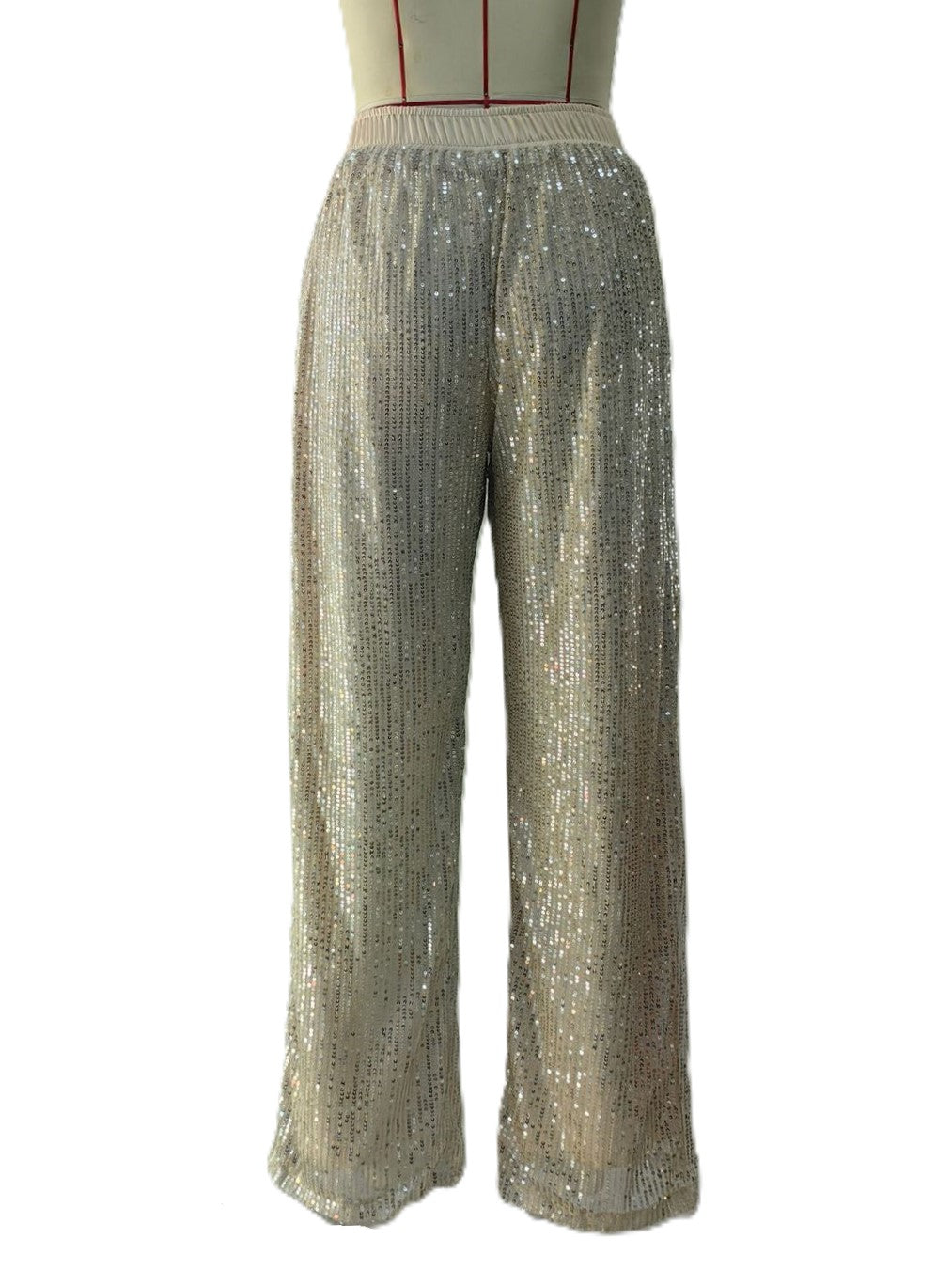 Sequin Wide Leg Party Trousers - Apricot - 1