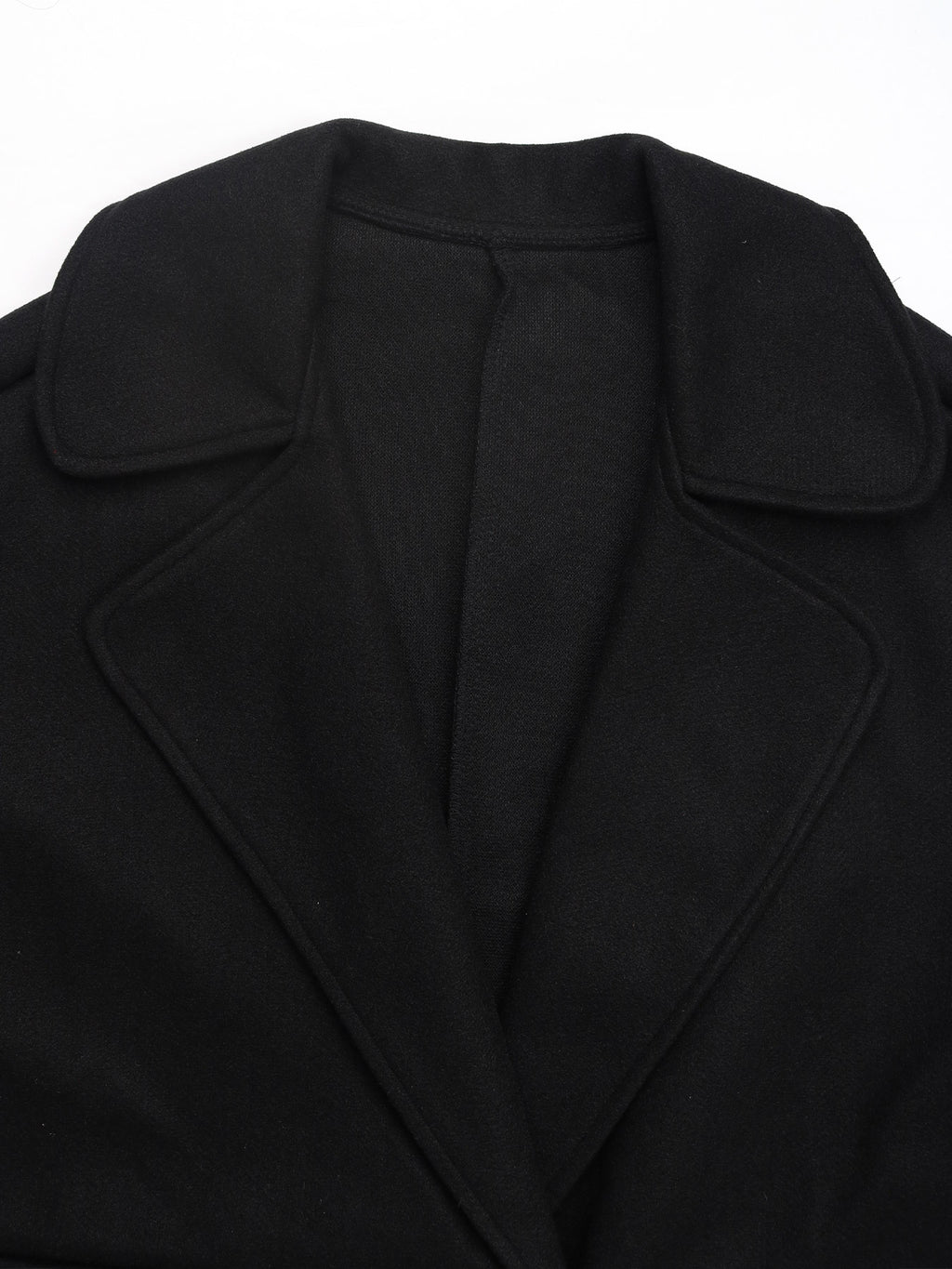 Longline Notch Lapel Wrap Coat - Black - 3