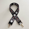 Wide Adjustable Printed Crossbody Bag Strap - Black