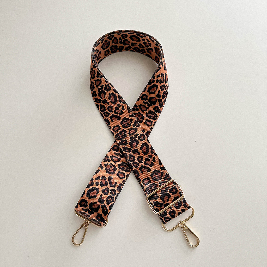 Wide Adjustable Printed Crossbody Bag Strap - Leopard