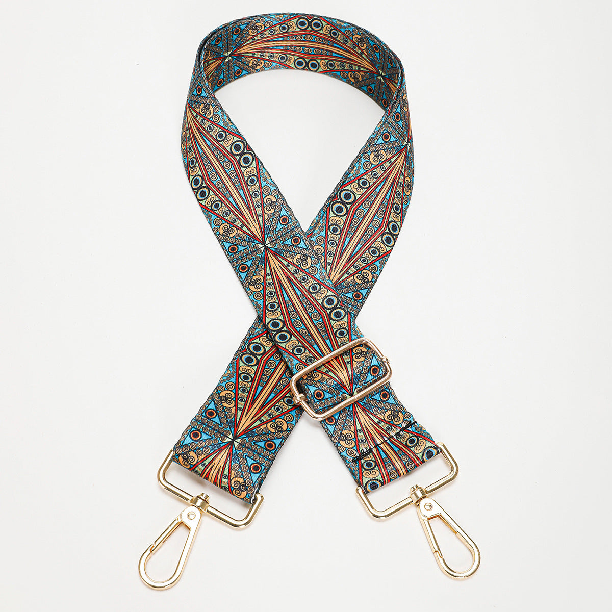 Wide Adjustable Printed Crossbody Bag Strap - Peacock
