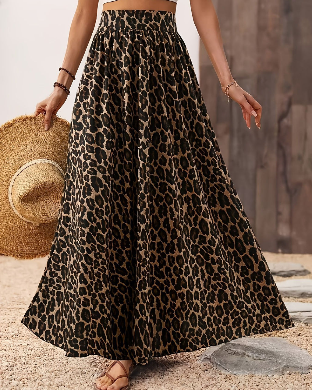 Leopard Print Flowy Maxi Skirt - Leopard - 2