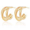 Triple Band Chunky C Hoop Earrings - Gold